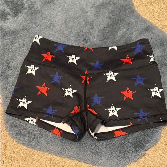 Feed Me Fight Me Athletic Shorts Red White and Blue Star Design - Picture 1 of 4